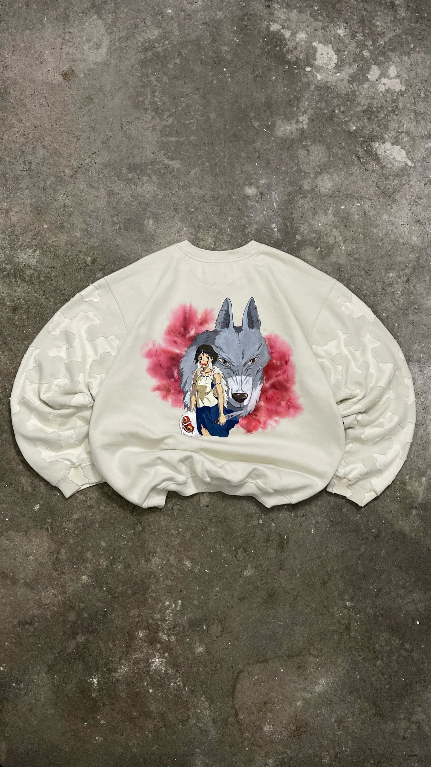 ART CONTROLS US X CAMPANULA CUSTOM UPCYCLED 2000S VINTAGE NIKE PRINCESS MONONOKE SWEATSHIRT