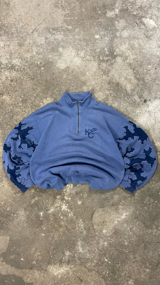 ART CONTROLS US X CAMPANULA CUSTOM UPCYCLED 2000S VINTAGE NIKE YU-GI-OH! BLUE-EYES WHITE DRAGON SWEATSHIRT